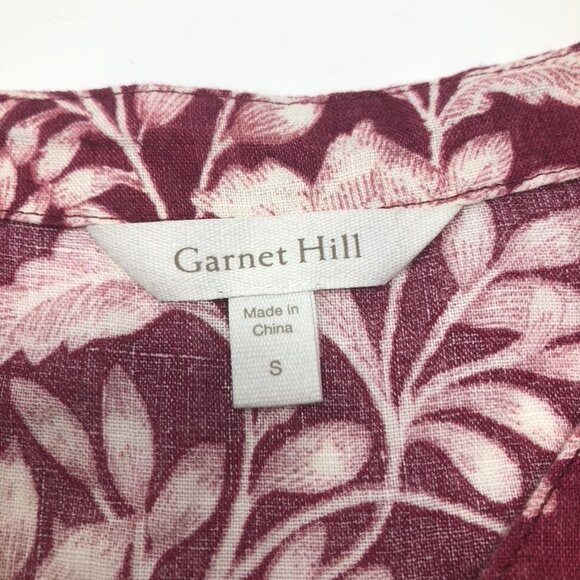 Garnet Hill 100% Linen Red Tropical Floral Buttondown Shirt Size S - Picture 6 of 6